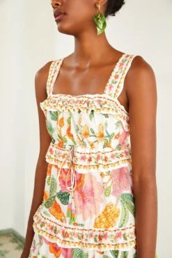 Farm Rio Off-White Macaw Bloom Midi Dress 8 Farm Rio Off-White Macaw Bloom Midi Dress -Farm Rio 309302 03
