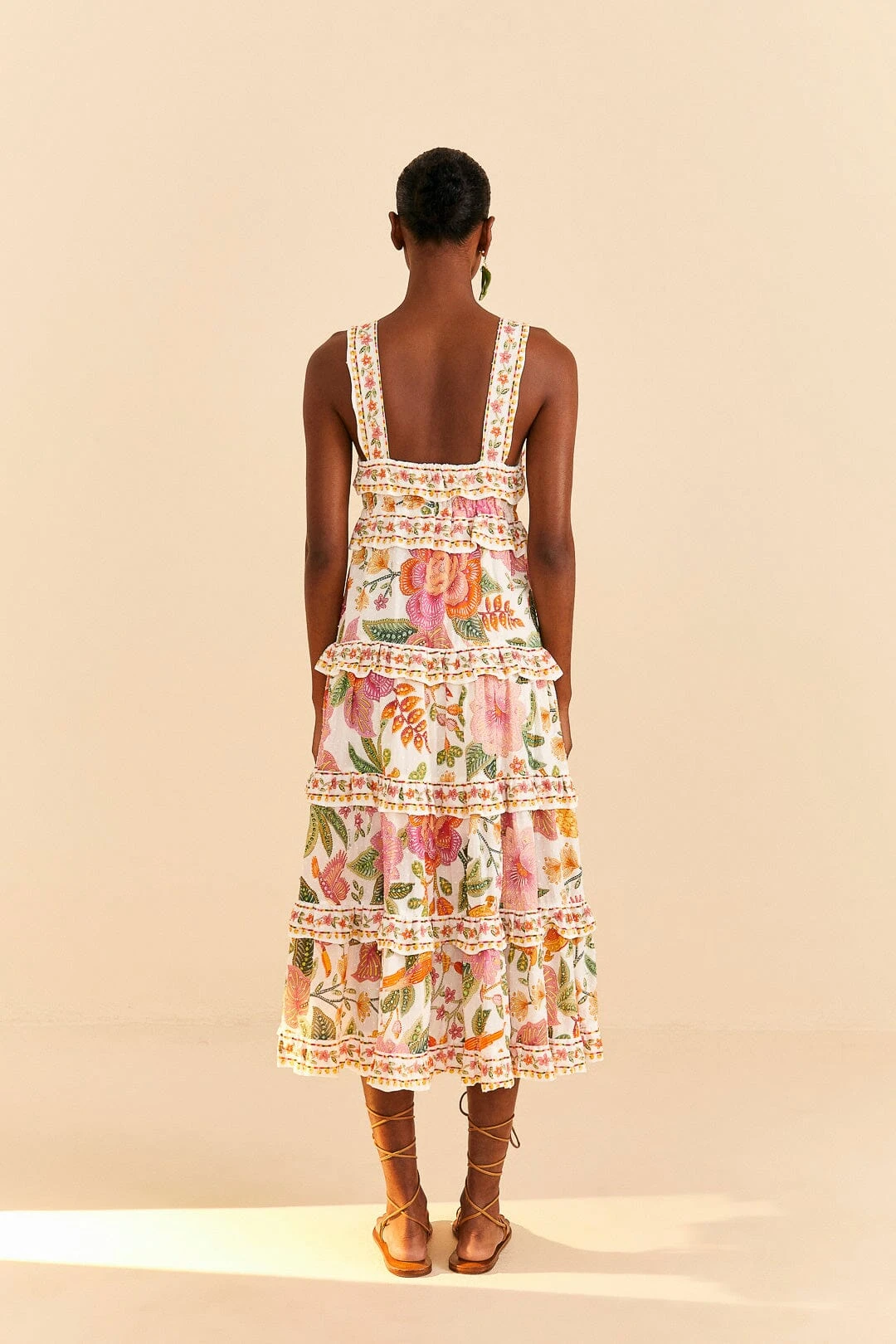 Farm Rio Off-White Macaw Bloom Midi Dress 4 Farm Rio Off-White Macaw Bloom Midi Dress - Image 4