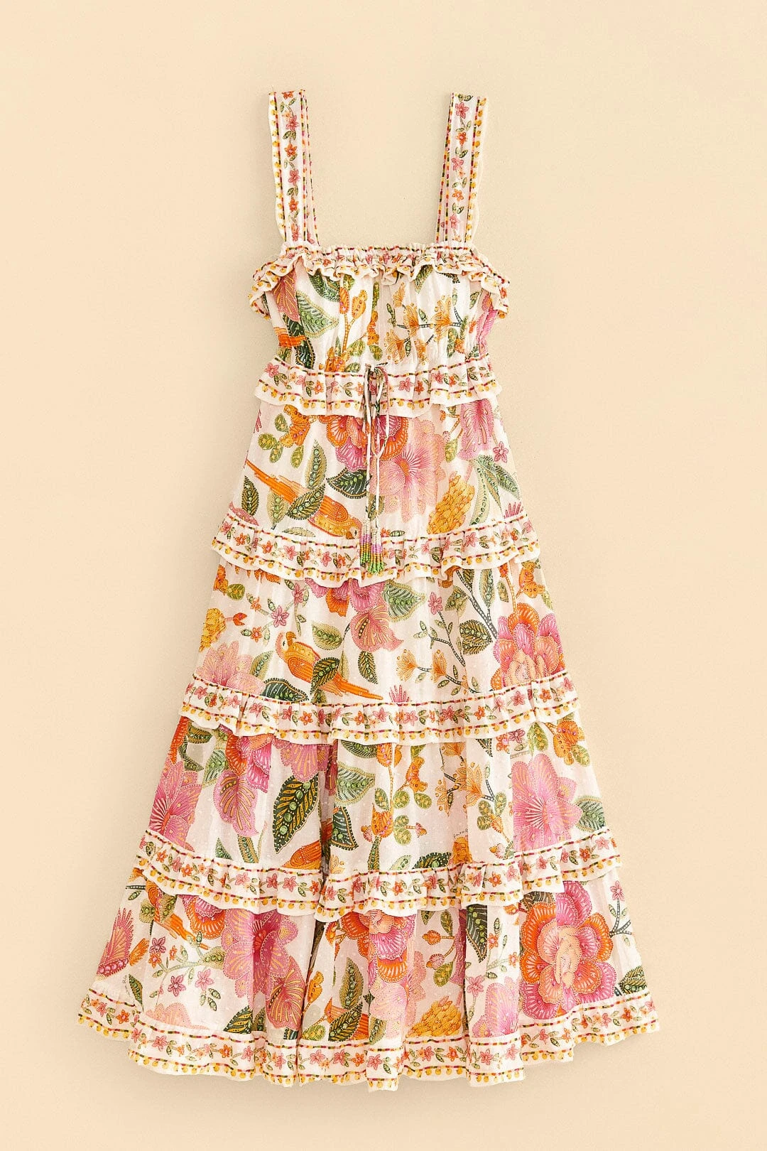 Farm Rio Off-White Macaw Bloom Midi Dress 6 Farm Rio Off-White Macaw Bloom Midi Dress - Image 6