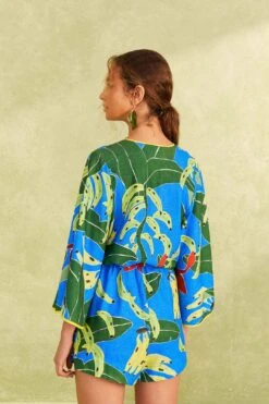 Farm Rio Blue Banana Leaves Romper 9 Farm Rio Blue Banana Leaves Romper -Farm Rio 309327 03