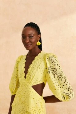 Farm Rio Light Yellow Richelieu Midi Dress -Farm Rio 309337 03
