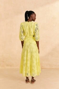 Farm Rio Light Yellow Richelieu Midi Dress -Farm Rio 309337 04