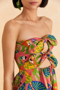 Farm Rio Coral Graphic Macaws Organic Cotton Mini Dress -Farm Rio 309347 03