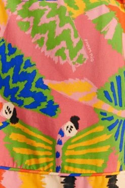 Farm Rio Coral Graphic Macaws Organic Cotton Mini Dress -Farm Rio 309347 05