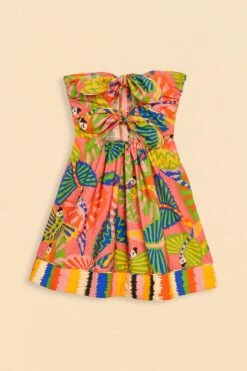 Farm Rio Coral Graphic Macaws Organic Cotton Mini Dress -Farm Rio 309347 06