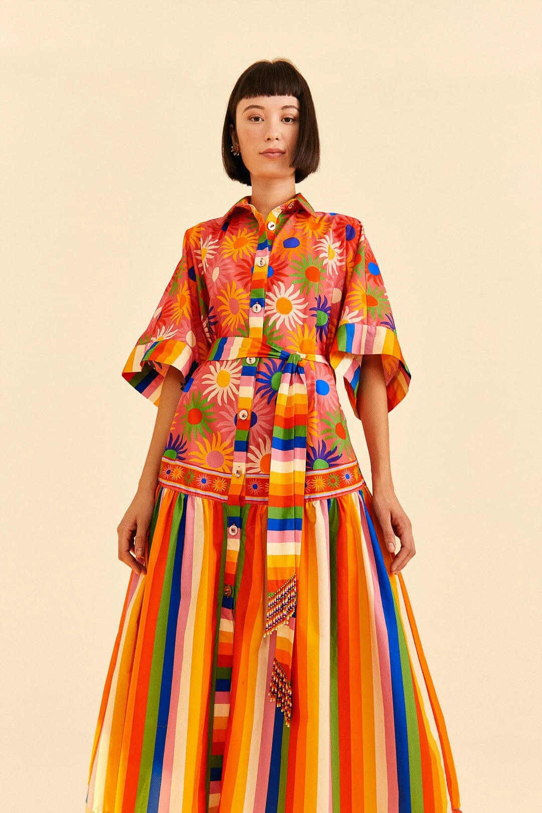 Farm Rio Coral Mixed Graphic Macaws Midi Dress 3 Farm Rio Coral Mixed Graphic Macaws Midi Dress - Image 3