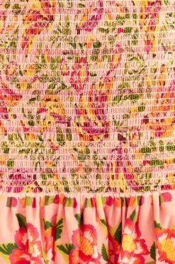 Farm Rio Pink Painted Bananas Smocked Mini Skirt -Farm Rio 309383 05