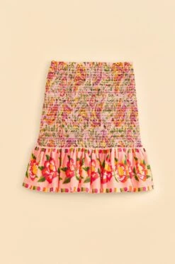 Farm Rio Pink Painted Bananas Smocked Mini Skirt -Farm Rio 309383 06