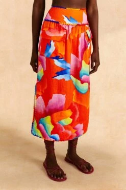 Farm Rio Red Ombre Chita Midi Skirt 8 Farm Rio Red Ombre Chita Midi Skirt -Farm Rio 309389 03