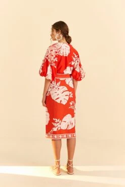 Farm Rio Red Lace Monsteras Midi Skirt 8 Farm Rio Red Lace Monsteras Midi Skirt -Farm Rio 309392 04