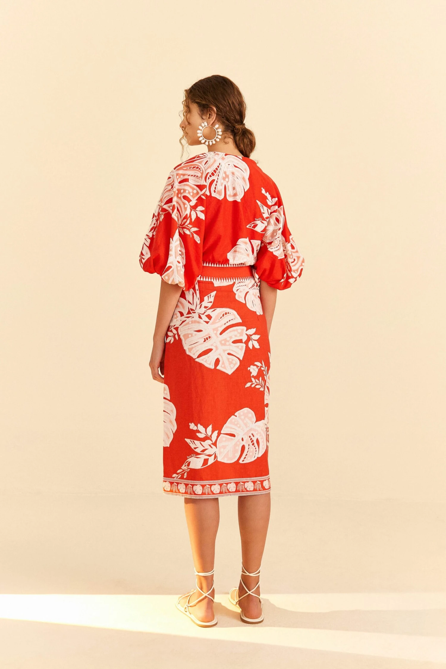 Farm Rio Red Lace Monsteras Midi Skirt 4 Farm Rio Red Lace Monsteras Midi Skirt - Image 4