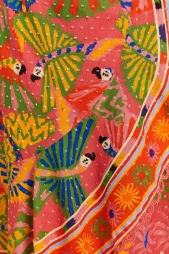 Farm Rio Coral Mixed Graphic Macaws Midi Skirt -Farm Rio 309396 05