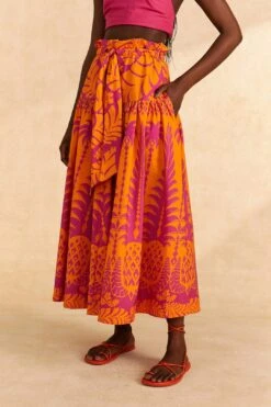 Farm Rio Orange Pineapple Love Organic Cotton Maxi Skirt -Farm Rio 309397 03