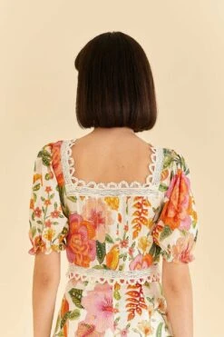 Farm Rio Off-White Macaw Bloom Blouse 7 Farm Rio Off-White Macaw Bloom Blouse -Farm Rio 309414 04