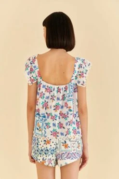 Farm Rio Off-White Romantic Bandanas Blouse -Farm Rio 309437 04