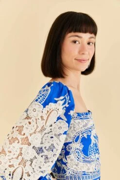 Farm Rio Blue Lace Banana Blouse -Farm Rio 309445 03