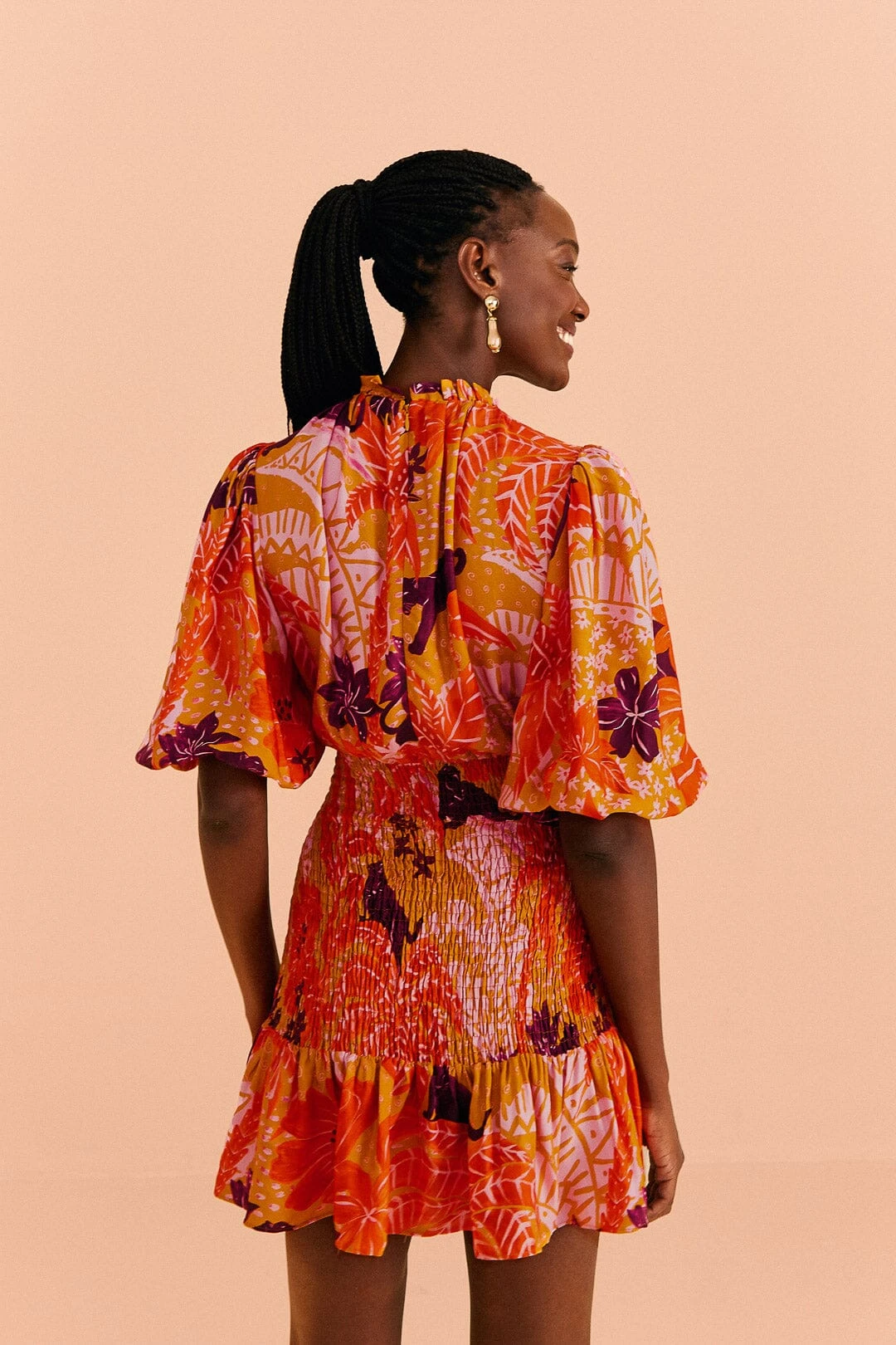 Farm Rio Beige Jungle Panther Lenzing™ Ecovero™ Viscose Mini Dress 4 Farm Rio Beige Jungle Panther Lenzing™ Ecovero™ Viscose Mini Dress - Image 4