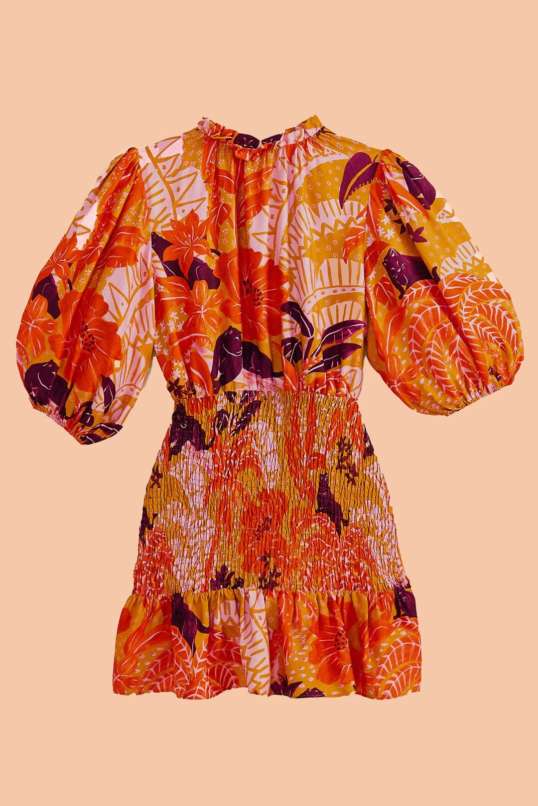 Farm Rio Beige Jungle Panther Lenzing™ Ecovero™ Viscose Mini Dress 6 Farm Rio Beige Jungle Panther Lenzing™ Ecovero™ Viscose Mini Dress - Image 6