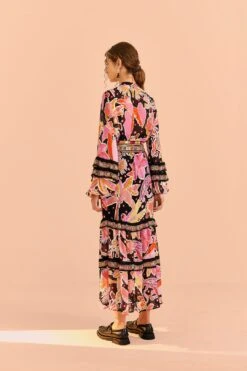 Farm Rio Black Enchanted Nature Midi Dress 9 Farm Rio Black Enchanted Nature Midi Dress -Farm Rio 309488 04