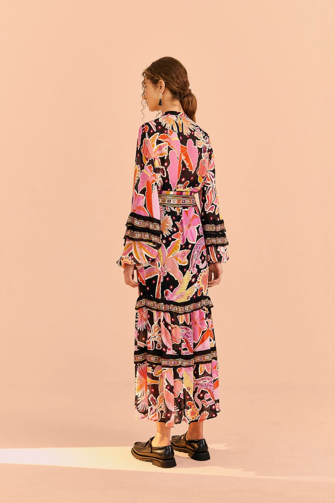 Farm Rio Black Enchanted Nature Midi Dress 4 Farm Rio Black Enchanted Nature Midi Dress - Image 4