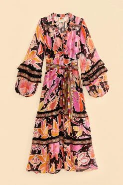 Farm Rio Black Enchanted Nature Midi Dress 11 Farm Rio Black Enchanted Nature Midi Dress -Farm Rio 309488 06