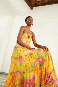 Farm Rio Yellow Macaw Bloom Maxi Dress -Farm Rio 309490 03