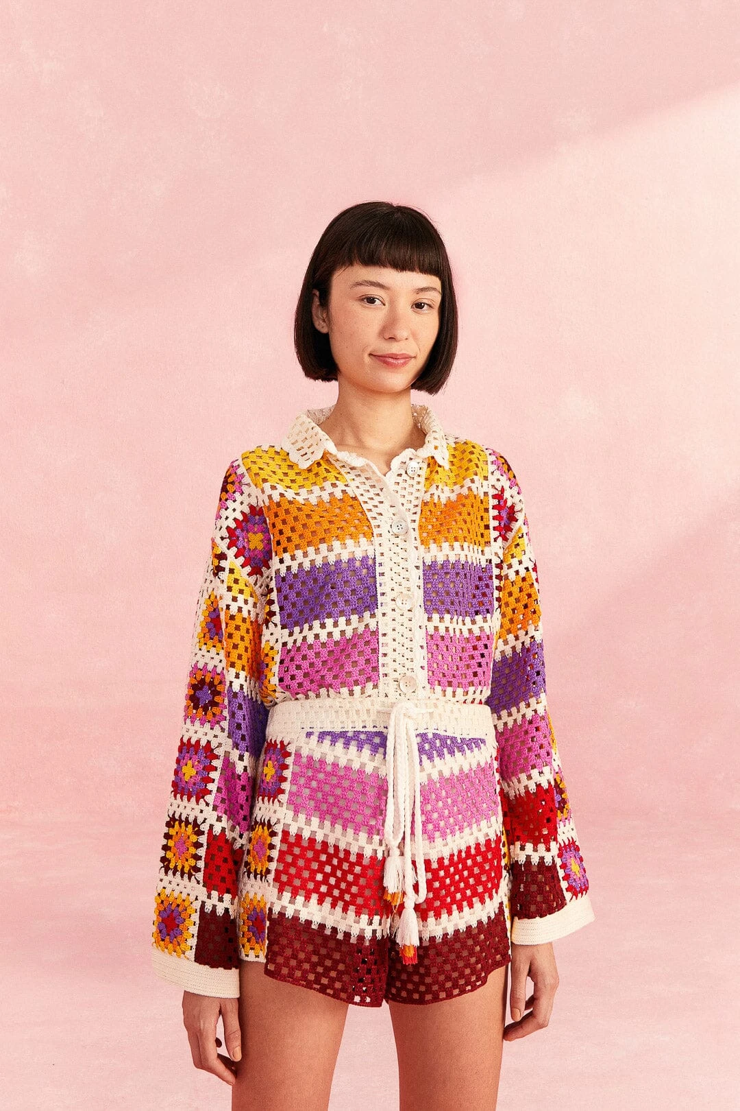 Farm Rio Mixed Crochet Stripes Shorts 2 Farm Rio Mixed Crochet Stripes Shorts - Image 2