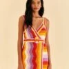 Farm Rio Multi Stripes Crochet Dress