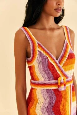 Farm Rio Multi Stripes Crochet Dress 7 Farm Rio Multi Stripes Crochet Dress -Farm Rio 309551 03
