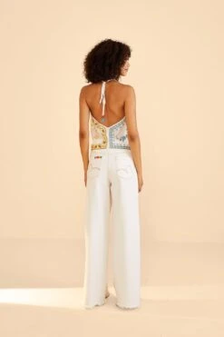 Farm Rio Embroidered Floral Twill Pants -Farm Rio 309566 04