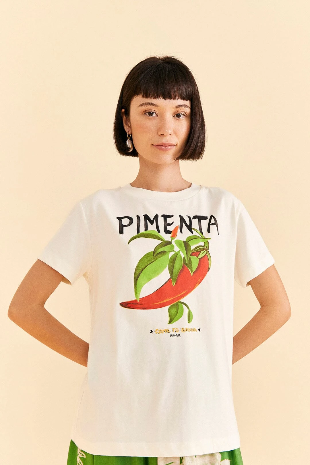 Farm Rio Off-White Peppers Organic Cotton T-shirt 1 Farm Rio Off-White Peppers Organic Cotton T-shirt