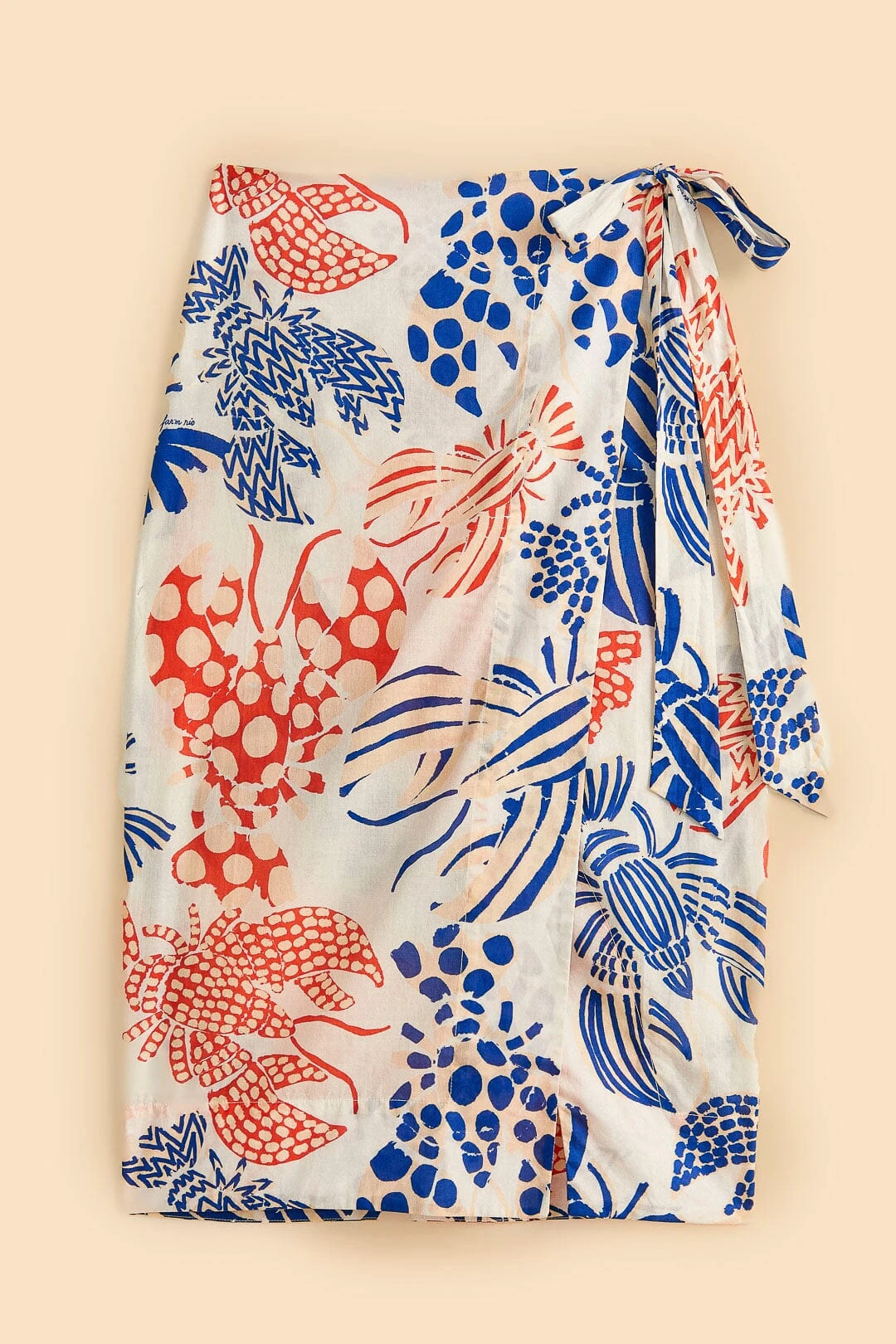 Farm Rio Off-White Mixed Lobster Wrap Skirt 6 Farm Rio Off-White Mixed Lobster Wrap Skirt - Image 6