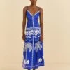 Farm Rio Blue Mixed Ondina Midi Dress