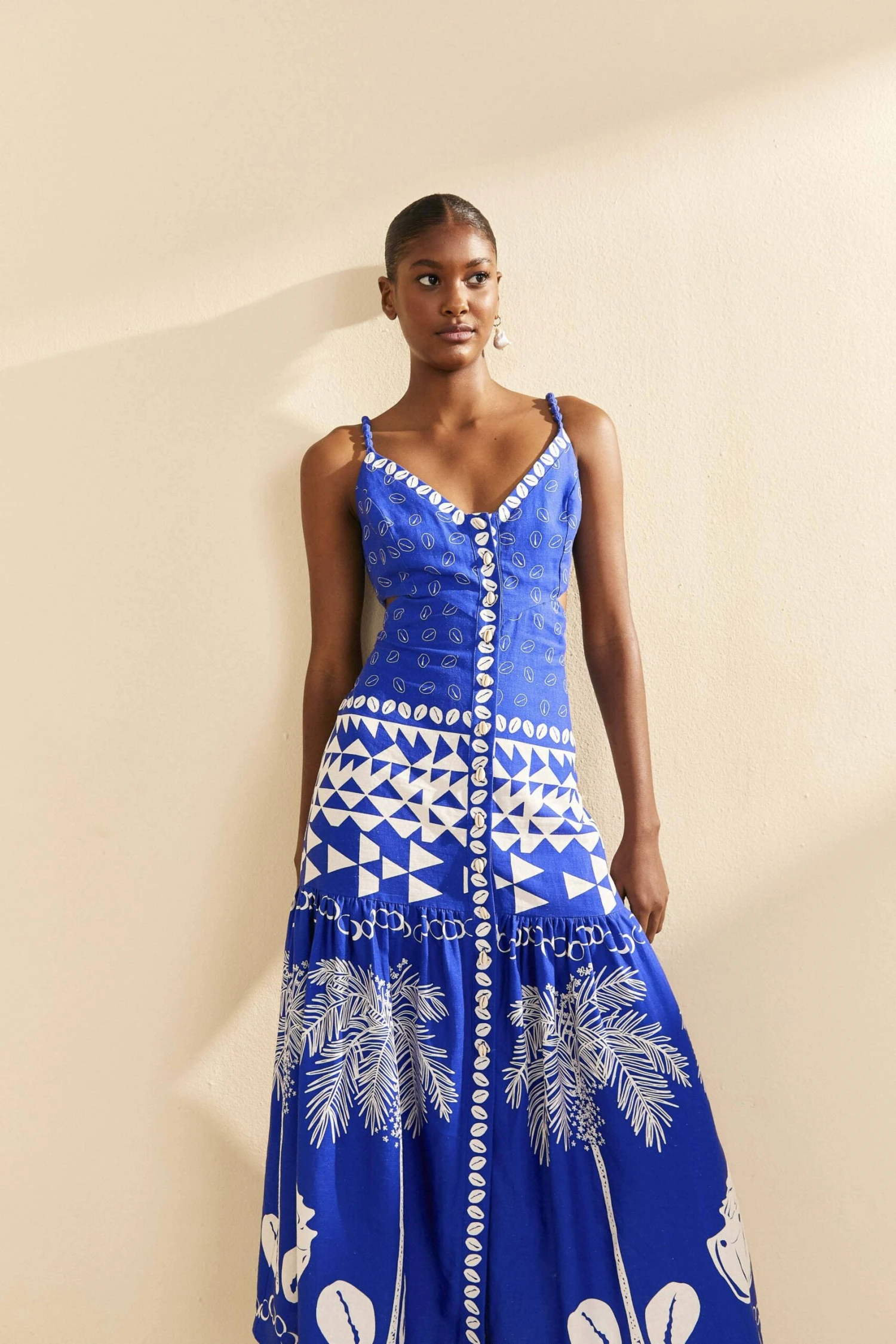 Farm Rio Blue Mixed Ondina Midi Dress 3 Farm Rio Blue Mixed Ondina Midi Dress - Image 3