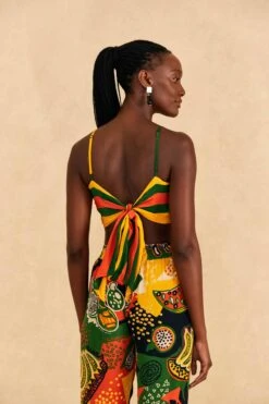 Farm Rio Yellow, Green & Red Striped Crop Top -Farm Rio 310659 04