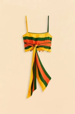 Farm Rio Yellow, Green & Red Striped Crop Top -Farm Rio 310659 06