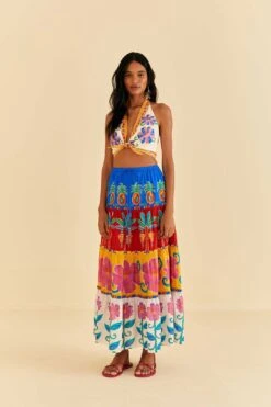 Farm Rio Off-White Vivid Garden Maxi Skirt -Farm Rio 310663 03