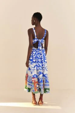 Farm Rio Mixed Pitta Colors Organic Cotton Embroidered Midi Dress -Farm Rio 310673 04