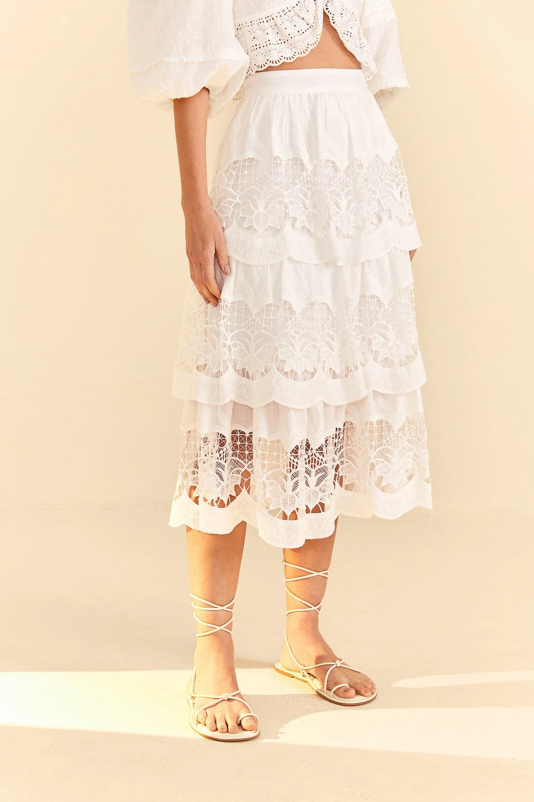 Farm Rio White Lace Midi Skirt 3 Farm Rio White Lace Midi Skirt - Image 3