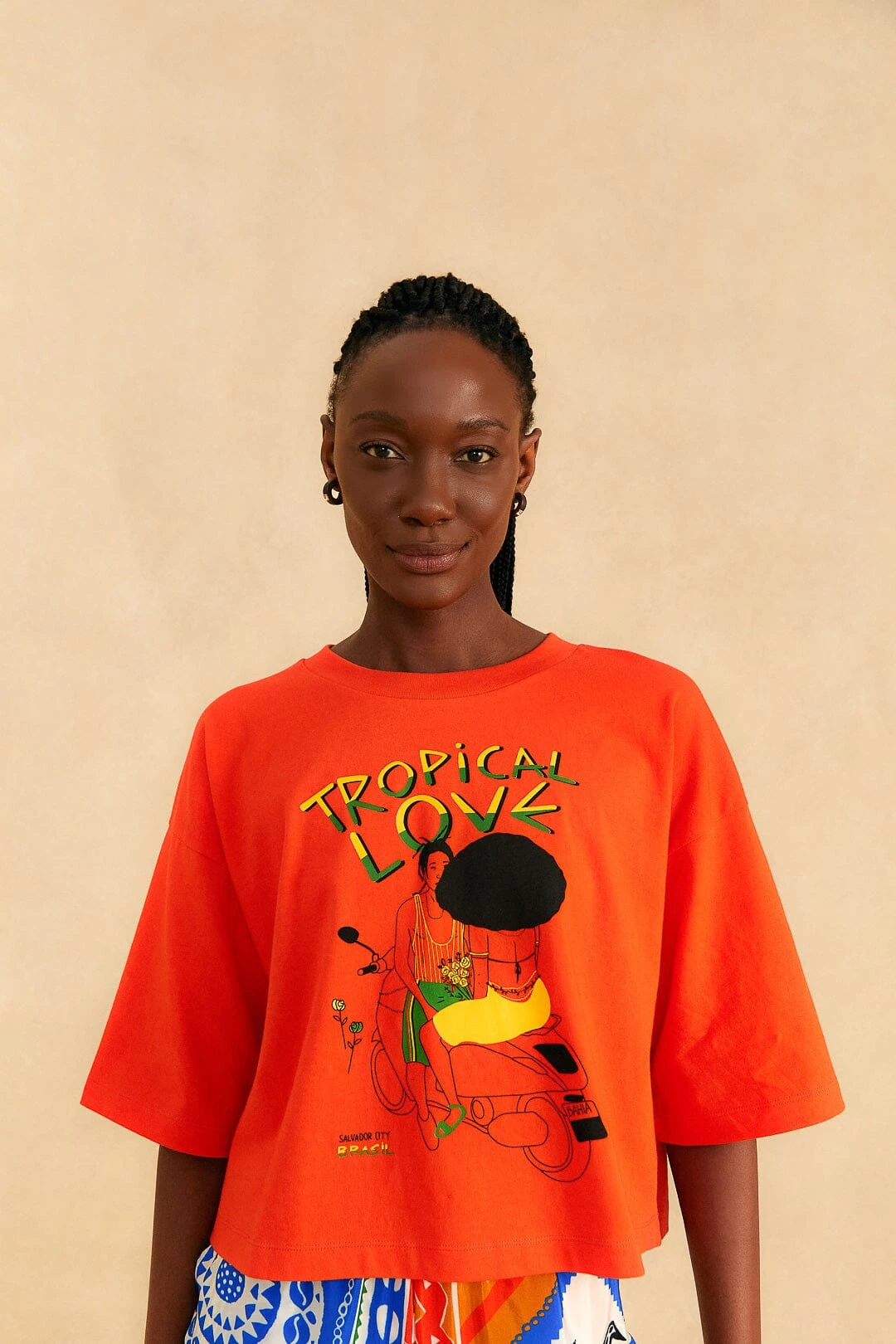 Farm Rio Orange Tropical Love Organic Cotton T-Shirt 1 Farm Rio Orange Tropical Love Organic Cotton T-Shirt