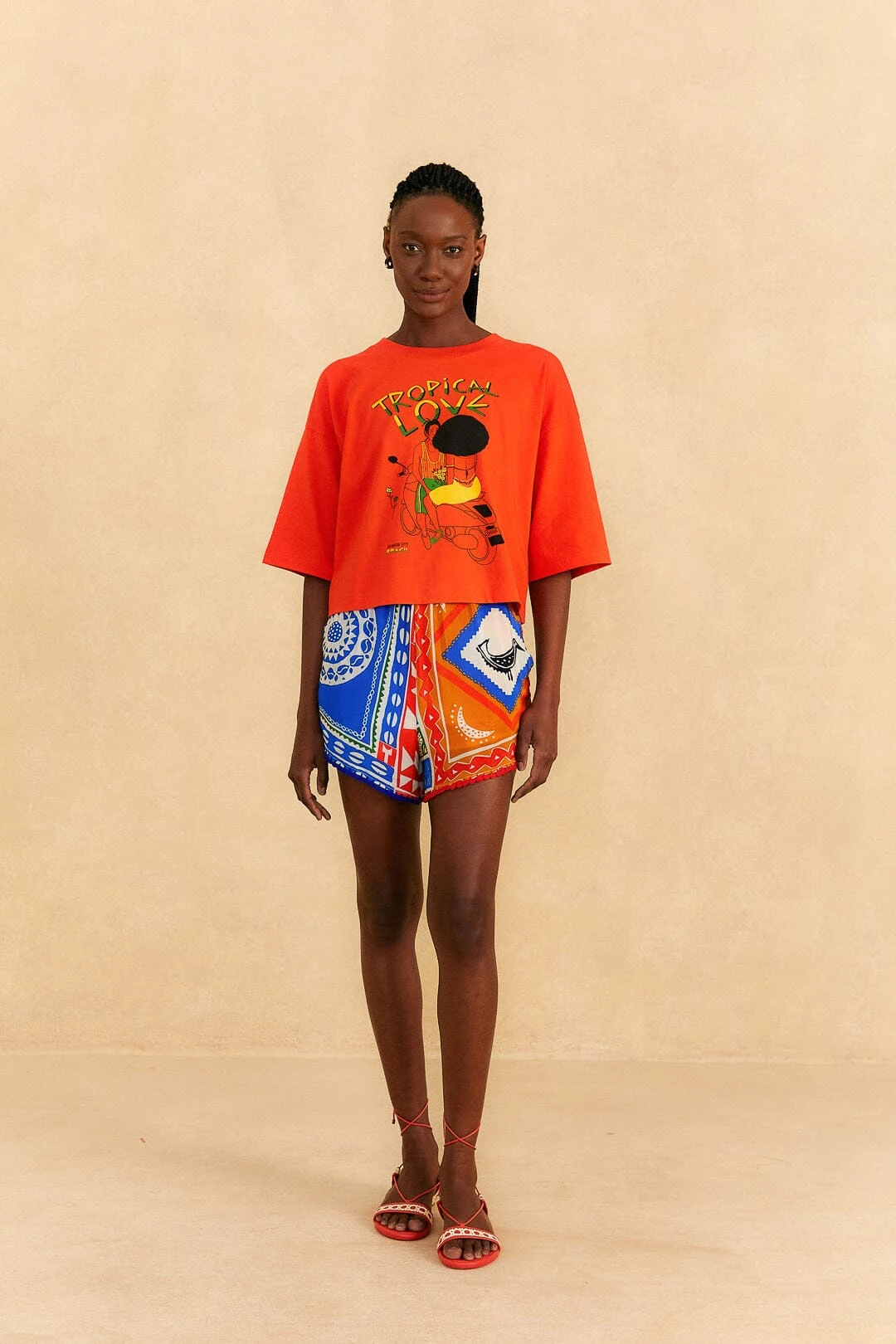 Farm Rio Orange Tropical Love Organic Cotton T-Shirt 2 Farm Rio Orange Tropical Love Organic Cotton T-Shirt - Image 2