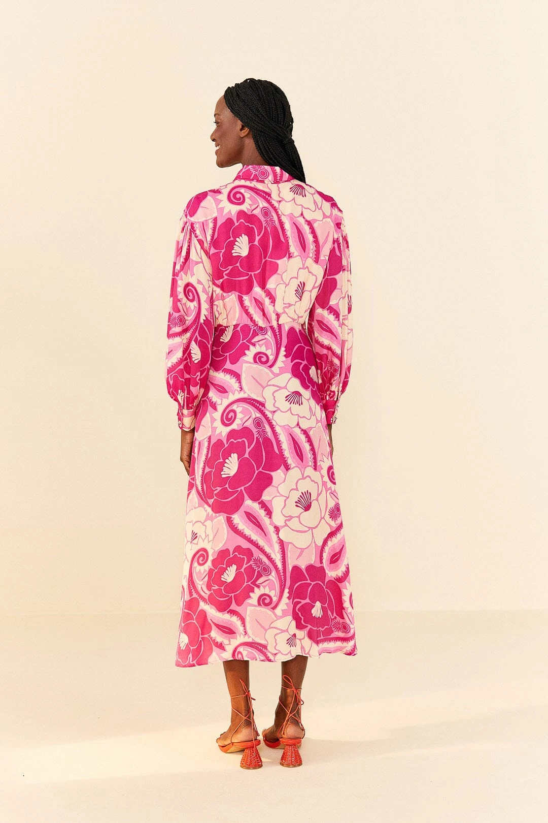 Farm Rio Pink Tropical Groove Midi Dress 4 Farm Rio Pink Tropical Groove Midi Dress - Image 4