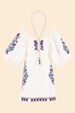 Farm Rio Off-White Navy Embroidery Mini Dress 11 Farm Rio Off-White Navy Embroidery Mini Dress -Farm Rio 311390