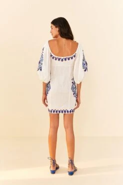 Farm Rio Off-White Navy Embroidery Mini Dress 9 Farm Rio Off-White Navy Embroidery Mini Dress -Farm Rio 311390 04