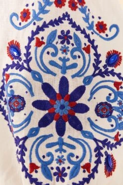 Farm Rio Off-White Navy Embroidery Mini Dress 10 Farm Rio Off-White Navy Embroidery Mini Dress -Farm Rio 311390 05