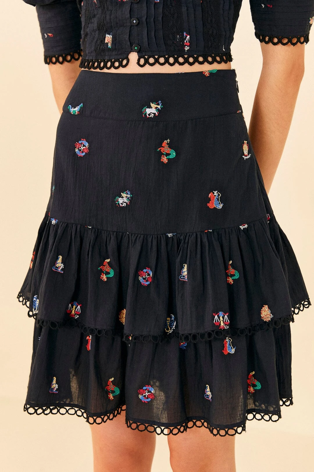 Farm Rio Zodiac Cross Stitch Mini Skirt 2 Farm Rio Zodiac Cross Stitch Mini Skirt - Image 2