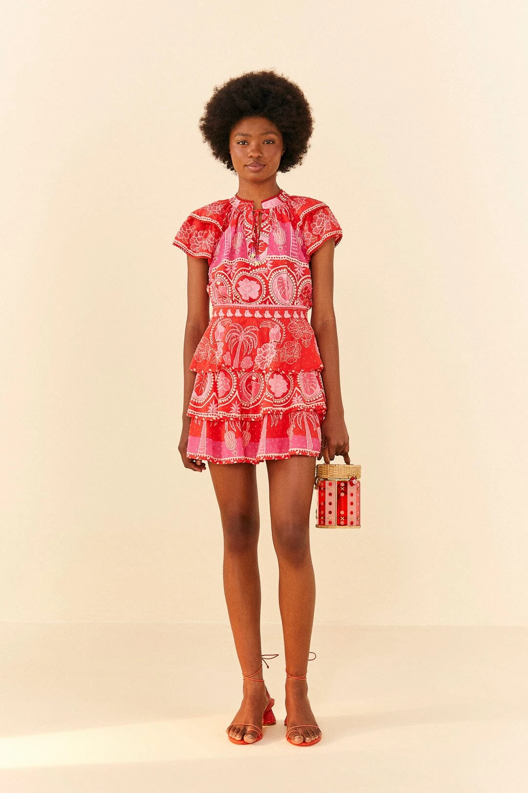 Farm Rio Red Summer Sunrise Mini Skirt 2 Farm Rio Red Summer Sunrise Mini Skirt - Image 2