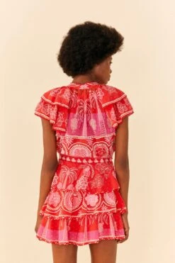 Farm Rio Red Summer Sunrise Mini Skirt 8 Farm Rio Red Summer Sunrise Mini Skirt -Farm Rio 311481 03