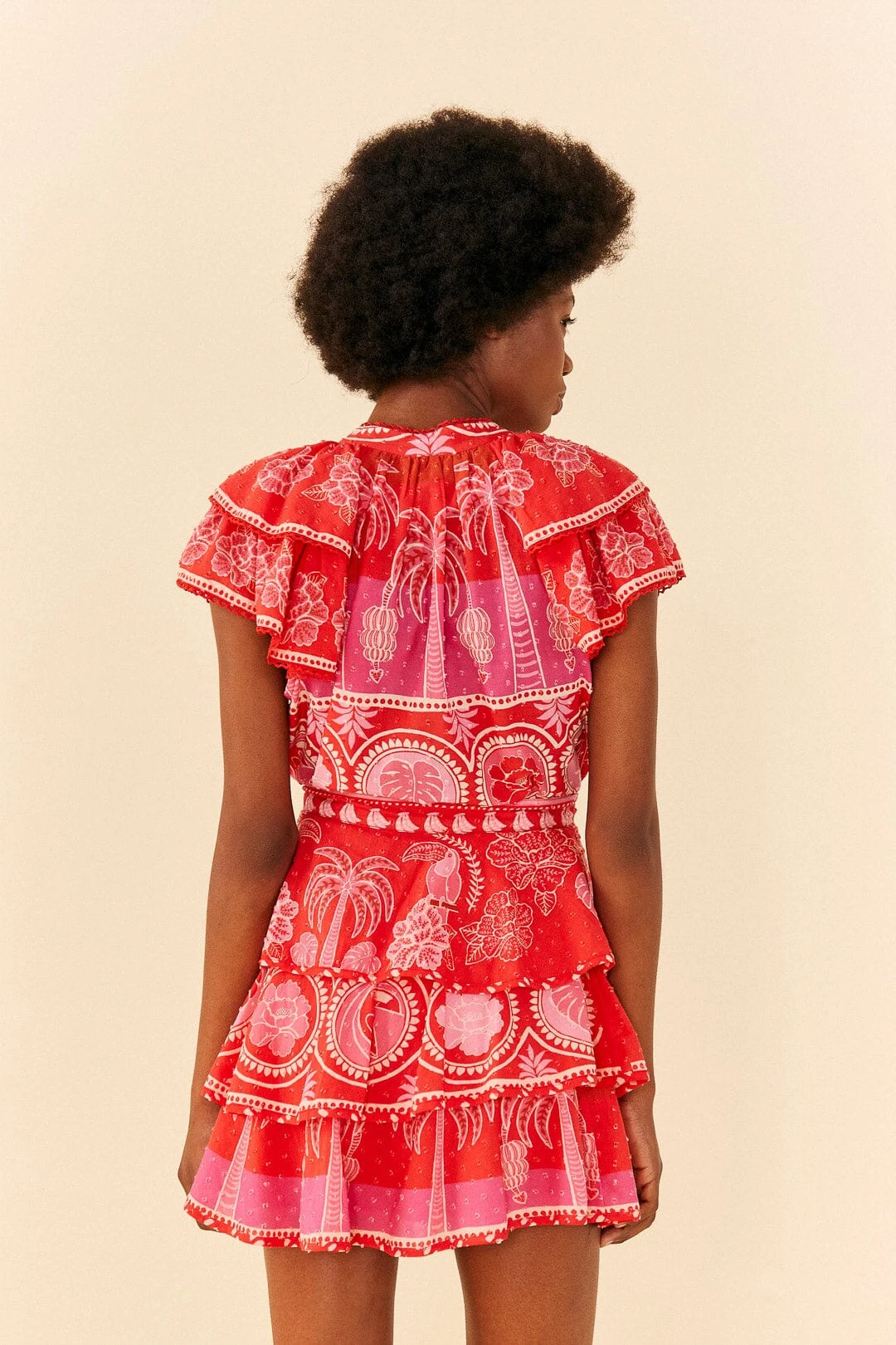 Farm Rio Red Summer Sunrise Mini Skirt 3 Farm Rio Red Summer Sunrise Mini Skirt - Image 3