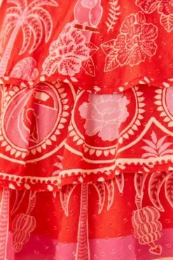 Farm Rio Red Summer Sunrise Mini Skirt 10 Farm Rio Red Summer Sunrise Mini Skirt -Farm Rio 311481 05